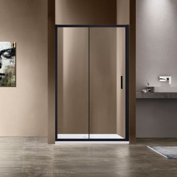 Душевая дверь Vincea Garda  140х190 см, прозрачное стекло, профиль черный, левое/правое, плоская/в нишу, дверь раздвижная