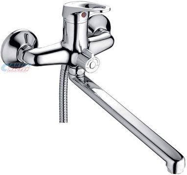 Смеситель для ванны/душа Ledeme H13 однорычажный, керамический, настенный, излив поворотный 273 мм, с гибким шлангом, душем/лейкой, латунь, цвет хром L2213