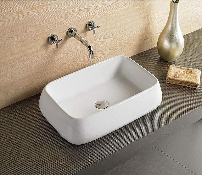 Раковина для ванной CeramaLux 9239 60х15х40 накладная, прямоугольная, керамическая/фарфоровая, цвет белый, без отверстия под смеситель, без слива-перелива