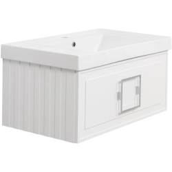 Тумба под раковину La Fenice Cubo 80, 35х77,6х46,9 см, подвесная, цвет белый матовый, 1 выдвижной ящик, (под раковину/умывальник La Fenice), правая/левая