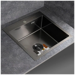 Мойка кухонная Fabia Profi, 50х50 см 50503G врезная, нержавеющая сталь, квадратная, цвет: графит, без крыла, компл.: сифон, коландер