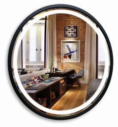 Зеркало Silver Мirrors Манхэттен-лофт, 77х77 см, с LED/ЛЕД-подсветкой, круглое, выключатель сенсорный с функцией диммера, для ванны