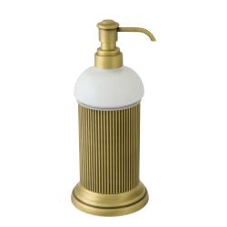 Дозатор жидкого мыла Migliore Fortuna, настольный, керамика/латунь, форма округлая, для мыла в ванную/туалет/душевую кабину, цвет бронза/белый