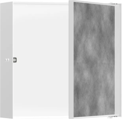 Полка Hansgrohe XtraStoris Rock 300/300/100, с дверью для облицовки плиткой, размер 30х30х10 см, встраиваемая в нишу, дверца распашная, форма прямоугольная, цвет матовый белый, нержавеющая сталь, встроенная/настенная, шкаф/короб, в стену, для душа/ва