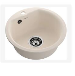 Мойка GranFest SMART 435, 43,4х43,4 см, врезная, мраморная, круглая, цвет белый, с отверстием под смеситель, слив-перелив, без крыла, для кухни