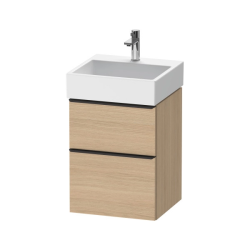 Тумба под раковину Duravit D-Neo, 48,4х44,2х62,5 см, подвесная, 2 выдвижных ящика, ДСП, цвет: натуральный дуб, шкафчик навесной, прямоугольная, правая/левая, в ванную комнату