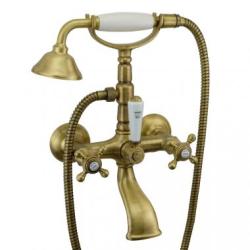 Смеситель для ванны/душа Migliore Revival, настенный, двухвентильный, неповоротный, длина 145 мм, керамический, латунь, цвет бронза