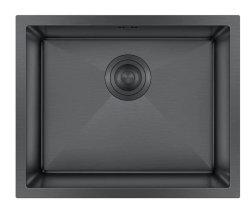 Мойка кухонная Hoffger 5444 врезная, Black (черная) 540х440х220 мм нержавеющая сталь, с PVD покрытием, без крыла, слив-перелив