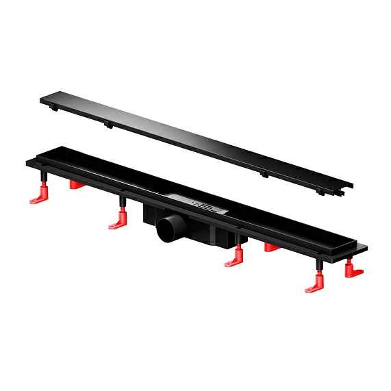 Душевой трап (лоток) AM.PM PrimeFlow 800 мм комбинированный затвор с черной матовой решеткой, под плитку, цвет черный матовый, выходная труба 50 мм, линейный