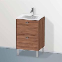 Тумба под раковину Duravit Brioso, 52х41,9х68,3 см, напольная, цвет: орех матовый/хром, 2 выдвижных ящика, ДСП, прямоугольная, левая/правая, в ванную комнату