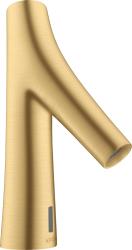 Смеситель для раковины AXOR Starck Organic, электронный, сенсорный, инфракрасный, фиксированный излив, длина 10,5 см, латунь, цвет шлифованное золото, питание от сети 230V, без регулировки температуры