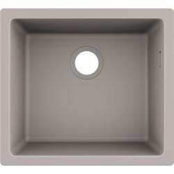 Мойка кухонная Hansgrohe 450, S51, S510-U450, 50х45х20,5 см, встраиваемая снизу/под столешницу, искусственный гранит, прямоугольная, цвет серый бетон, без отверстия под смеситель
