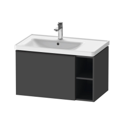 Тумба под раковину Duravit D-Neo, 78,4х45,2х44 см, подвесная, 1 выдвижной ящик, 1 боковая открытая полка справа, ДСП, цвет: графит матовый, шкафчик навесной, прямоугольная, правая, в ванную комнату