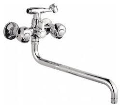 Смеситель для ванны/душа LEDEME настенный, двухвентильный, поворотный, латунный, длина излива 342 мм, латунь, цвет хром