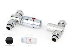 Автоматический терморегулятор Сунержа прямой G 1/2" НР х G 3/4" набор, цвет тёмный титан муар, белый