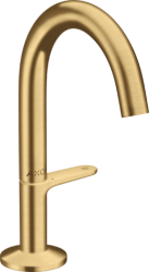 Смеситель для раковины/умывальника Axor One Select 140, однорычажный, фиксированный излив, длина излива 12,2 см, керамический, латунь, цвет шлифованное золото, со сливным клапаном Push-Open