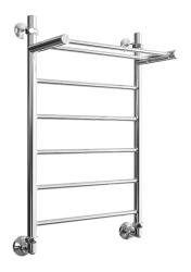 Полотенцесушитель Двин FJ 80/50, водяной (1"-1/2" К1  Полированный), с полкой, универсальное подключение, нержавеющая сталь, настенный, форма лесенка, цвет хром, к отоплению и ГВС, для отопления, обогрева в ванной
