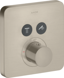 Смеситель для душа Axor ShowerSelect softsquare, термостатический, скрытого монтажа, 2 потребителя, настенный, без излива/шланга/лейки, квадратный, латунный, цвет шлифованный никель, с термостатом