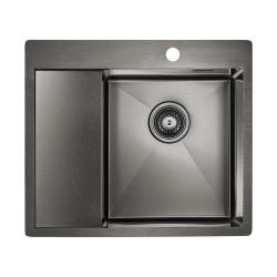 Мойка кухонная Paulmark ALSTER R, 59х51х20 см, врезная, нержавеющая сталь, прямоугольная, цвет вороненая сталь, с отверстием под смеситель, с крылом слева, слив-перелив, врезная в столещницу, для кухни Мойка кухонная Paulmark ALSTER R, 59х51х20 см, врезная, нержавеющая сталь, прямоугольная, цвет вороненая сталь, с отверстием под смеситель, с крылом слева, слив-перелив, врезная в столещницу, для кухни