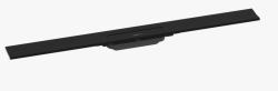 Решетка Hansgrohe RainDrain Flex 90, для пристенного монтажа, для душевого трапа, укорачиваемая, 90х7,6 см, цвет матовый черный, для душа в пол, нержавеющая сталь, прямоугольная