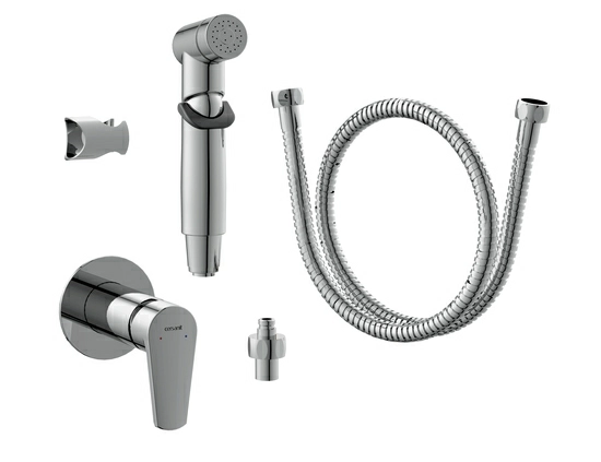 Смеситель с гигиеническим душем Cersanit Vero встраиваемый однорычажный на стену, латунный, цвет глянцевый хром, керамический