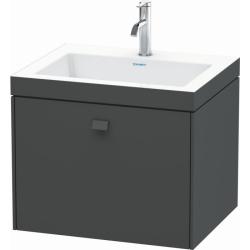 Тумба c раковиной Duravit Brioso, 60х48х50,2 см, подвесная, 1 выдвижной ящик, ДСП, цвет: графит матовый /Vero Air, мебельная, прямоугольная, цвет белый, фарфоровая, с площадкой под смеситель, без перелива