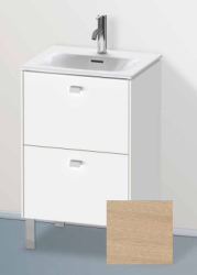 Тумба под раковину Duravit Brioso, 52х41,9х68,3 см, напольная, цвет: натуральный дуб/хром, 2 выдвижных ящика, ДСП, прямоугольная, левая/правая, в ванную комнату