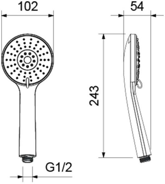 Лейка душевая Aquatek Бетта 102 мм круглая, 3 режима, хром, пластик, ручная, для душа/ванной
