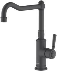 Смеситель для кухни/мойки Aquatek Классик однорычажный, поворотный, латунный, Г-излив, длина излива 210 мм, цвет матовый черный