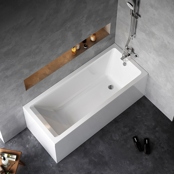 Ванна Am.Pm Gem 165х70 акриловая, цвет белая, (без гидромассажа, рамы, сифона, фронтальной панели) прямоугольная, левосторонняя/правосторонняя