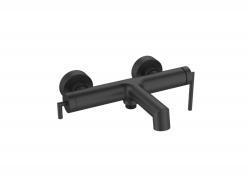 Смеситель для ванны/душа BelBagno Acqua, настенный, однорычажный, неповоротный, длина 178 мм, керамический, латунь, цвет черный матовый