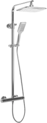 Душевая система REA TOM, высота 120 см, цвет хром, комплект: термостатический смеситель/тропический душ (с верхней лейкой)/стойка/лейка/шланг