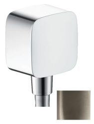 Шланговое подсоединение Axor ShowerSolutions Fixfit, размер 6,4х6,4 см, цвет полированный никель, квадратное, настенное, латунное/пластиковое, с обратным клапаном, подключение для душевого шланга