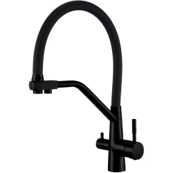 Смеситель для кухни G-lauf ZAM18-G090YB с подключением к фильтру, гибким изливом, черный 