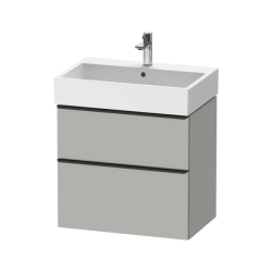 Тумба под раковину Duravit D-Neo, 61х37,2х62,5 см, подвесная, 2 выдвижных ящика, ДСП, цвет: бетонно-серый, шкафчик навесной, прямоугольная, правая/левая, в ванную комнату