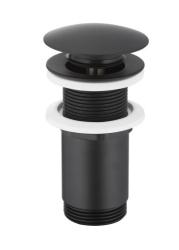 Донный клапан KFA Armatura BIG ROUND, клик-клак, круглый, металлический/латунь, цвет черный, без перелива, для раковины/умывальника/рукомойника
