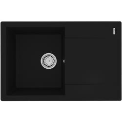 Мойка кухонная Lemark IMANDRA 760, 50х76х19,7 см, врезная, кварцгранит, прямоугольная, цвет антрацит, без отверстия под смеситель, с крылом, оборачиваемая, слив-перелив, врезная в столещницу, для кухни