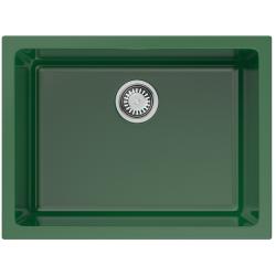 Мойка кухонная Omoikiri Okinoshima 61-U/I-RG Glossy, 46х61 см, врезная, из натуральной керамики (Natceramic), прямоугольная, цвет королевский зеленый глянцевый, без отверстия под смеситель, без крыла, слив-перелив, врезная в столещницу