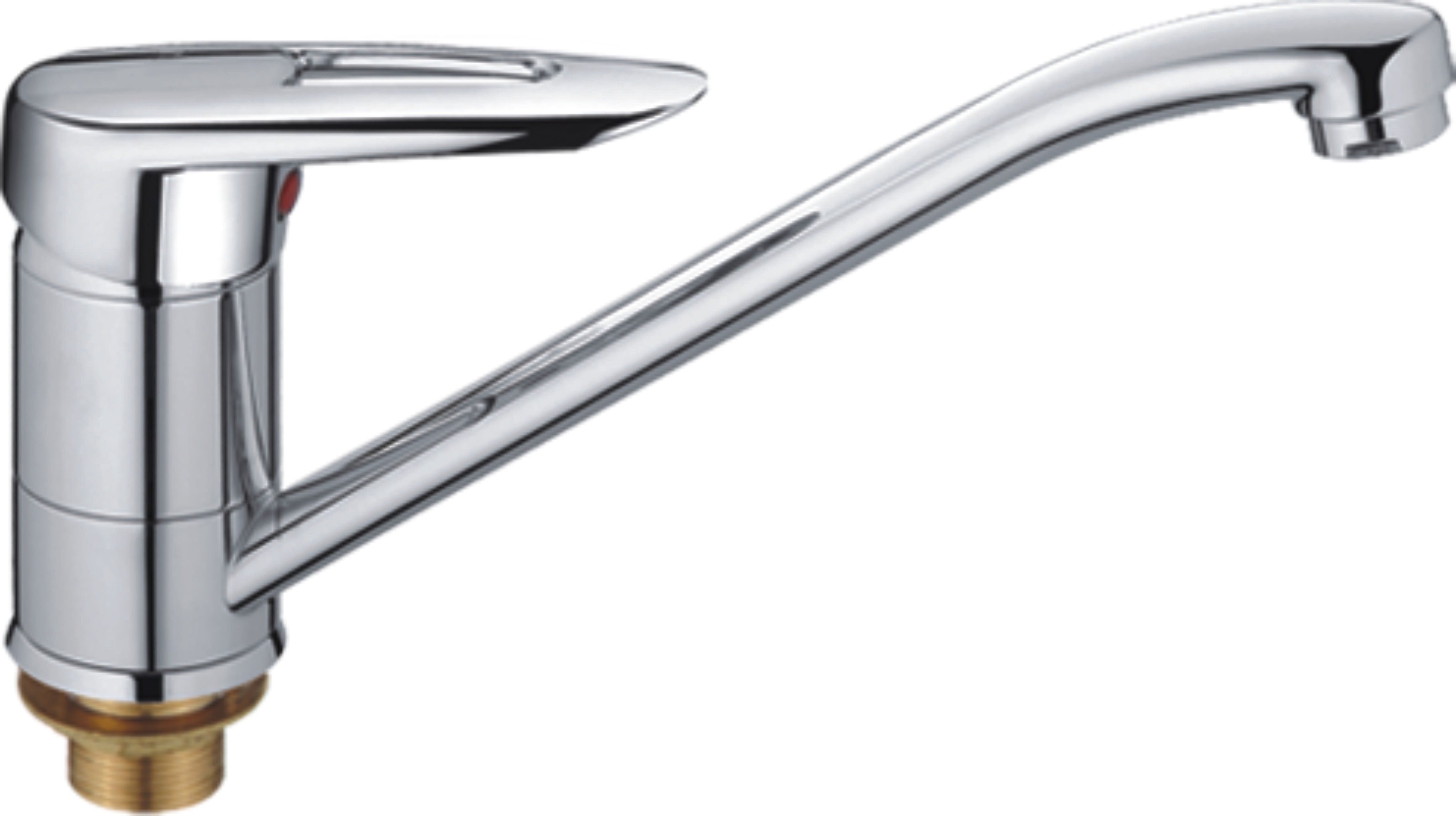 Смеситель для кухни/мойки HAIBA однозахватный, поворотный, латунный, с длинным изливом, длина 254 мм, латунь, цвет хром