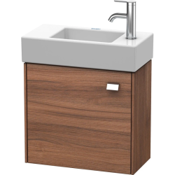 Тумба под раковину Duravit Brioso, 48,4х33,9х44,2 см, подвесная, с распашной дверцей, ДСП, цвет: орех матовый/хром, шкафчик навесной, прямоугольная, левая, в ванную комнату