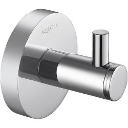 Крючок одинарный Aquatek Европа настенный, нержавеющая сталь/латунь, форма округлая, для полотенец/халатов в ванную/туалет/душевую кабину, цвет хром