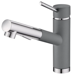 Смеситель для кухни/мойки EMAR, однорычажный, керамический картридж, с поворотным выдвижным изливом, длина излива 202 мм, латунь, цвет алмаз