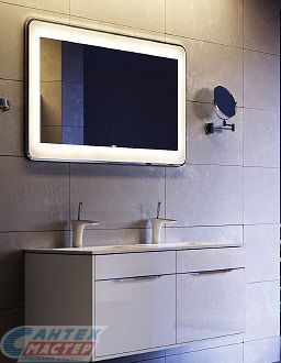 Зеркало Aqwella Малага 120, 120х70х3,5, белый, с LED/ЛЕД-подсветкой, прямоугольная,  для ванны