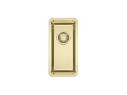 Мойка кухонная ALVEUS KOMBINO 10 MONARCH GOLD SAT-90 U 21,7х43,7х14 см, слив 90, врезная под столешницу, нержавеющая сталь с PVD покрытием, прямоугольная, цвет золото, без отверстия под смеситель