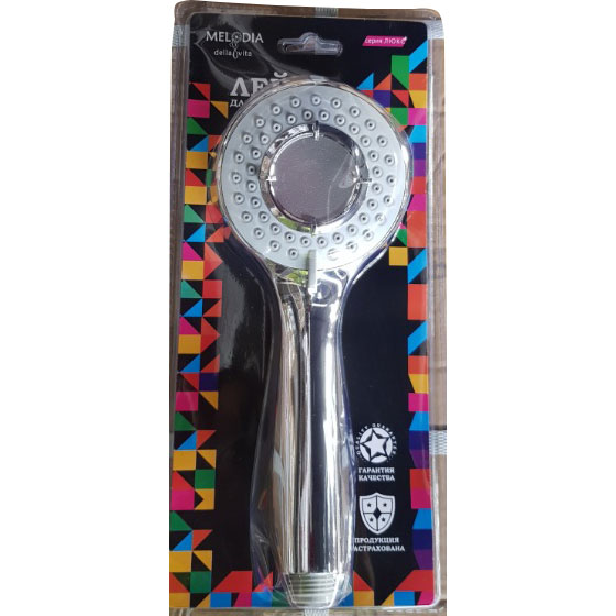 Лейка душевая Melodia Luxe 95 мм L240 мм ручная, круглая, 3 режима, хром, ABS пластик, для душа/ванной MKP26300BL