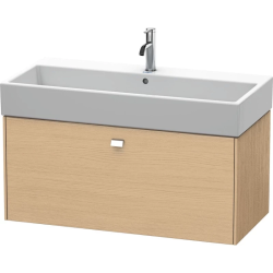 Тумба под раковину Duravit Brioso, 98,4х45,9х44,2 см, подвесная, 1 выдвижной ящик, ДСП, цвет: натуральный дуб/хром, шкафчик навесной, механизм доводчика, прямоугольная, правая/левая, в ванную комнату