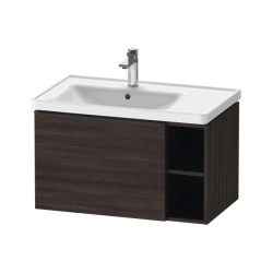Тумба под раковину Duravit D-Neo, 78,4х45,2х44 см, подвесная, 1 выдвижной ящик, 1 боковая открытая полка справа, ДСП, цвет: каштан темный, шкафчик навесной, прямоугольная, правая, в ванную комнату