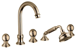 Смеситель для ванны/душа Cezares Olimp, на борт ванны, двухвентильный, неповоротный, длина 155 мм, керамический, латунь, цвет бронза