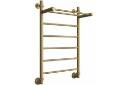 Полотенцесушитель Двин FJ 80/50, водяной (1"-1/2" К3  золотой матовый), с полкой, универсальное подключение, нержавеющая сталь, настенный, форма лесенка, цвет золотой матовый, к отоплению и ГВС, для отопления, обогрева в ванной