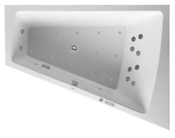 Ванна Duravit Paiova 170х130 см гидромассажная, встраиваемая, акриловая, цвет: белый, с ножками/сливом-переливом, без фронтальной панели, трапециевидная/угловая, с системой гидромассажа Air-System, c наклоном для спины справа, правая